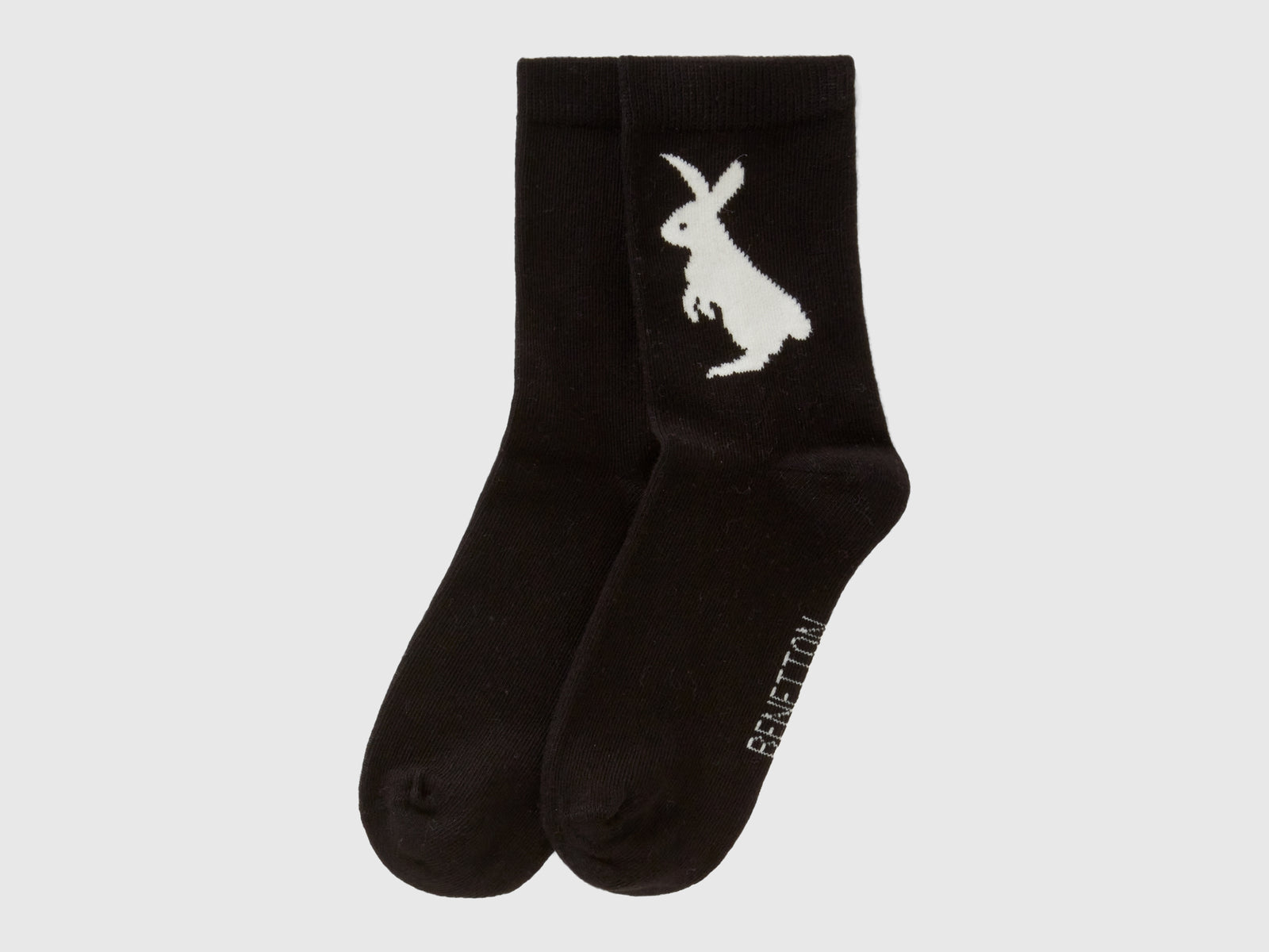 Calzini lunghi con coniglio da bambino nero 2 | Benetton Outlet