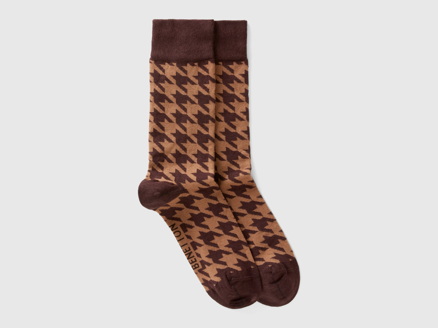 Calcetines largos de pata de gallo y da uomo cammello | Benetton Outlet