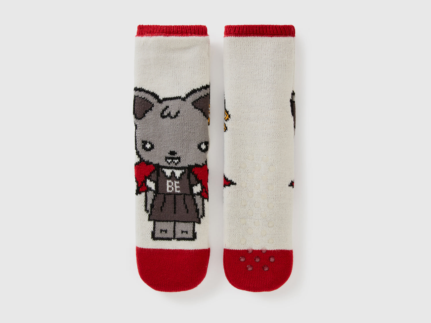 Calzini antiscivolo con mascotte da uomo bianco panna | Benetton Outlet