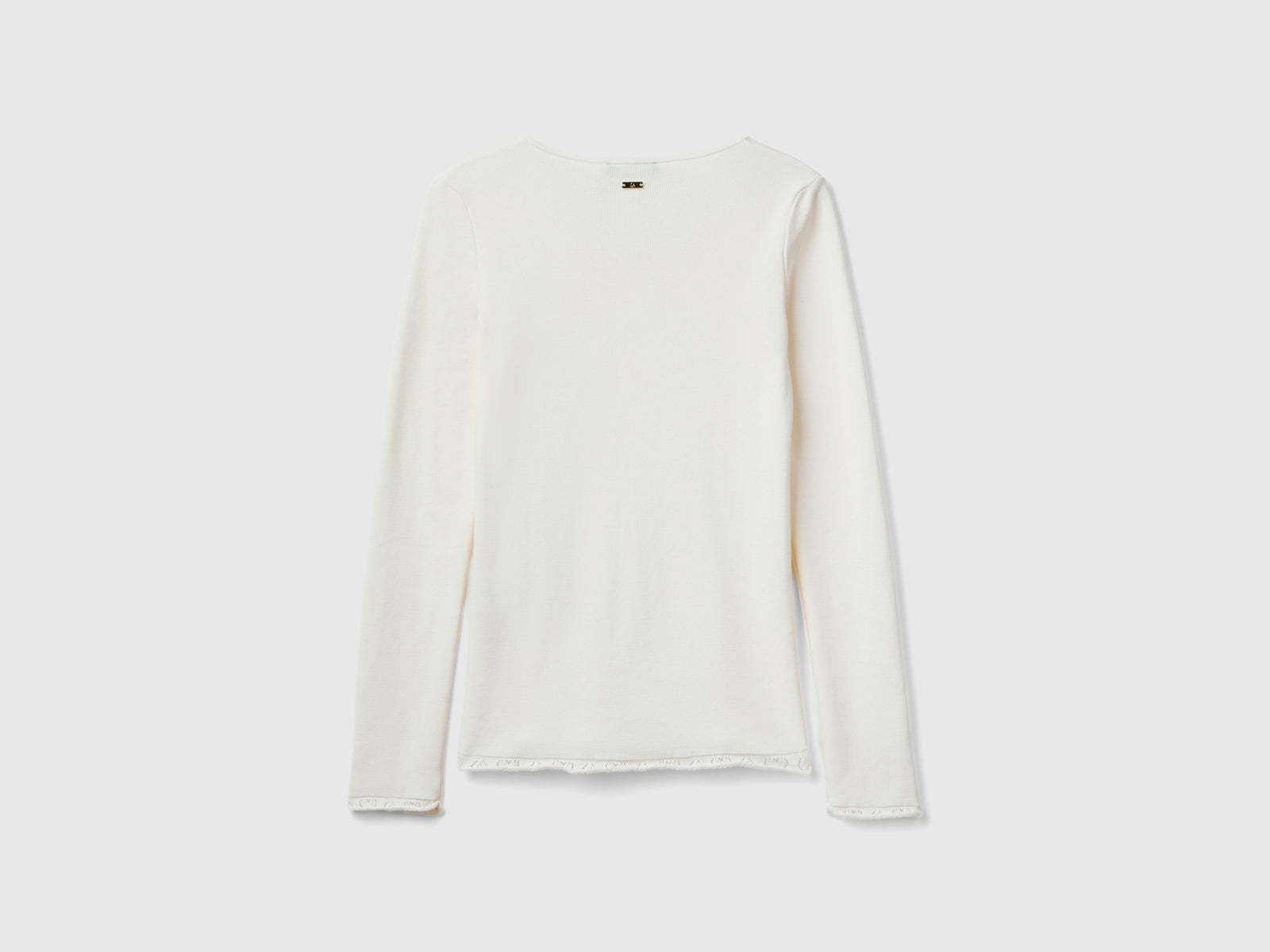 T-shirt in maglia da donna bianco panna 2 | Benetton Outlet