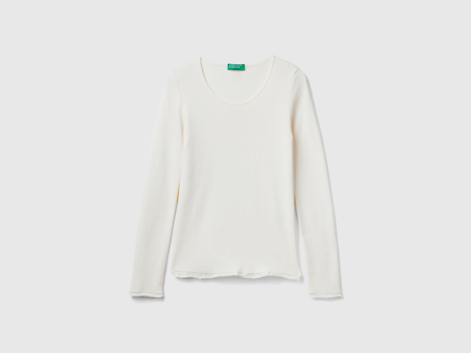 T-shirt in maglia da donna bianco panna | Benetton Outlet