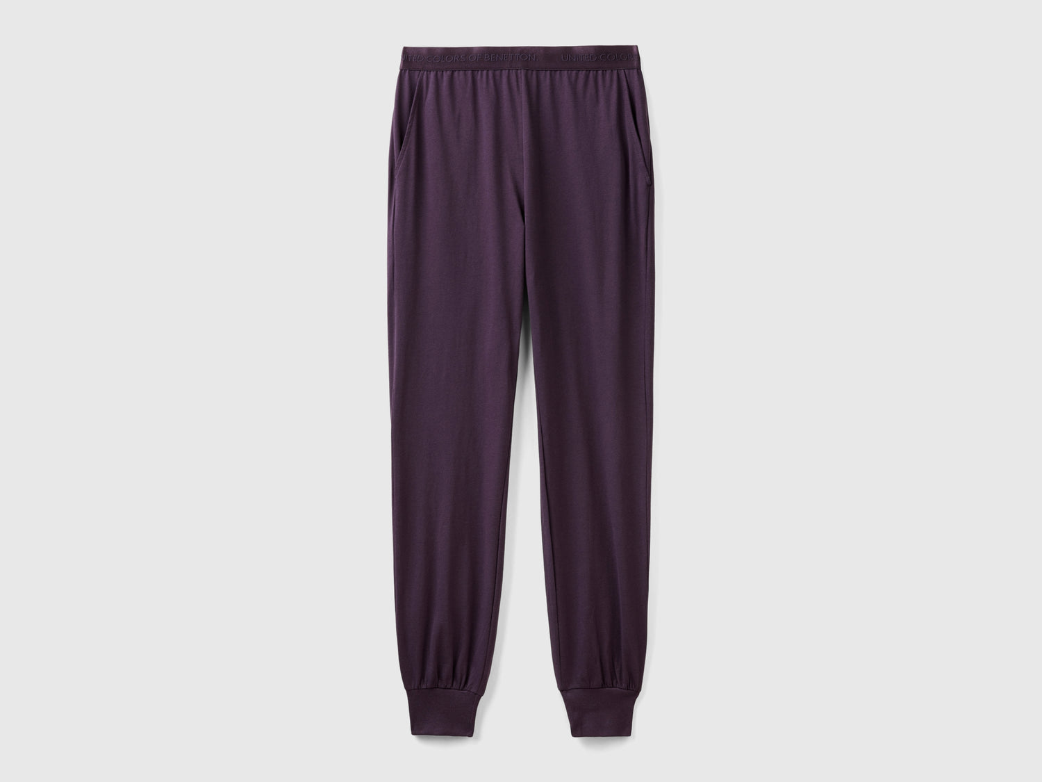 Pantaloni in puro cotone da donna malva scuro | Benetton Outlet