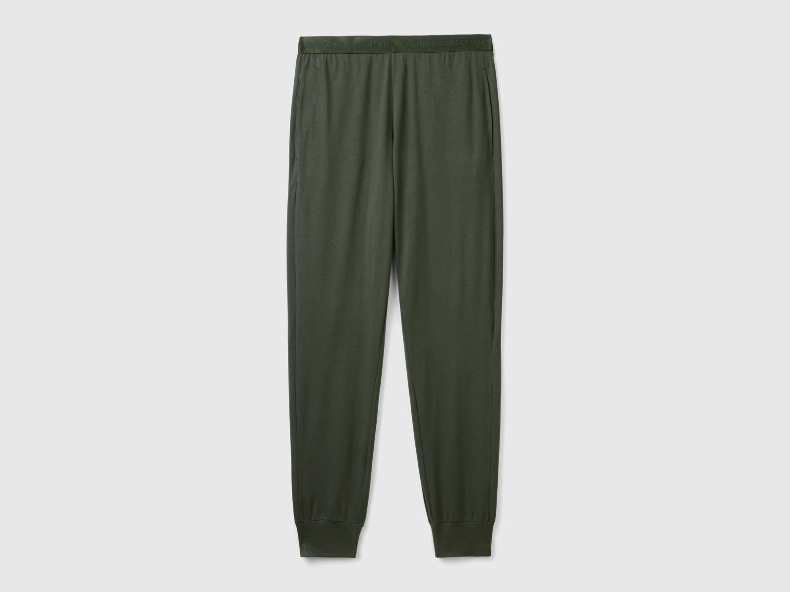 Pantalones con elástico con logo da uomo verde militare | Benetton Outlet