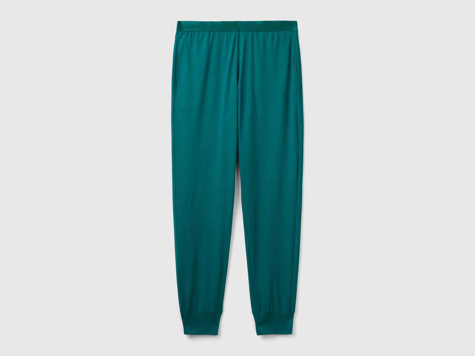 Pantaloni con elastico logato da uomo verde ottanio | Benetton Outlet