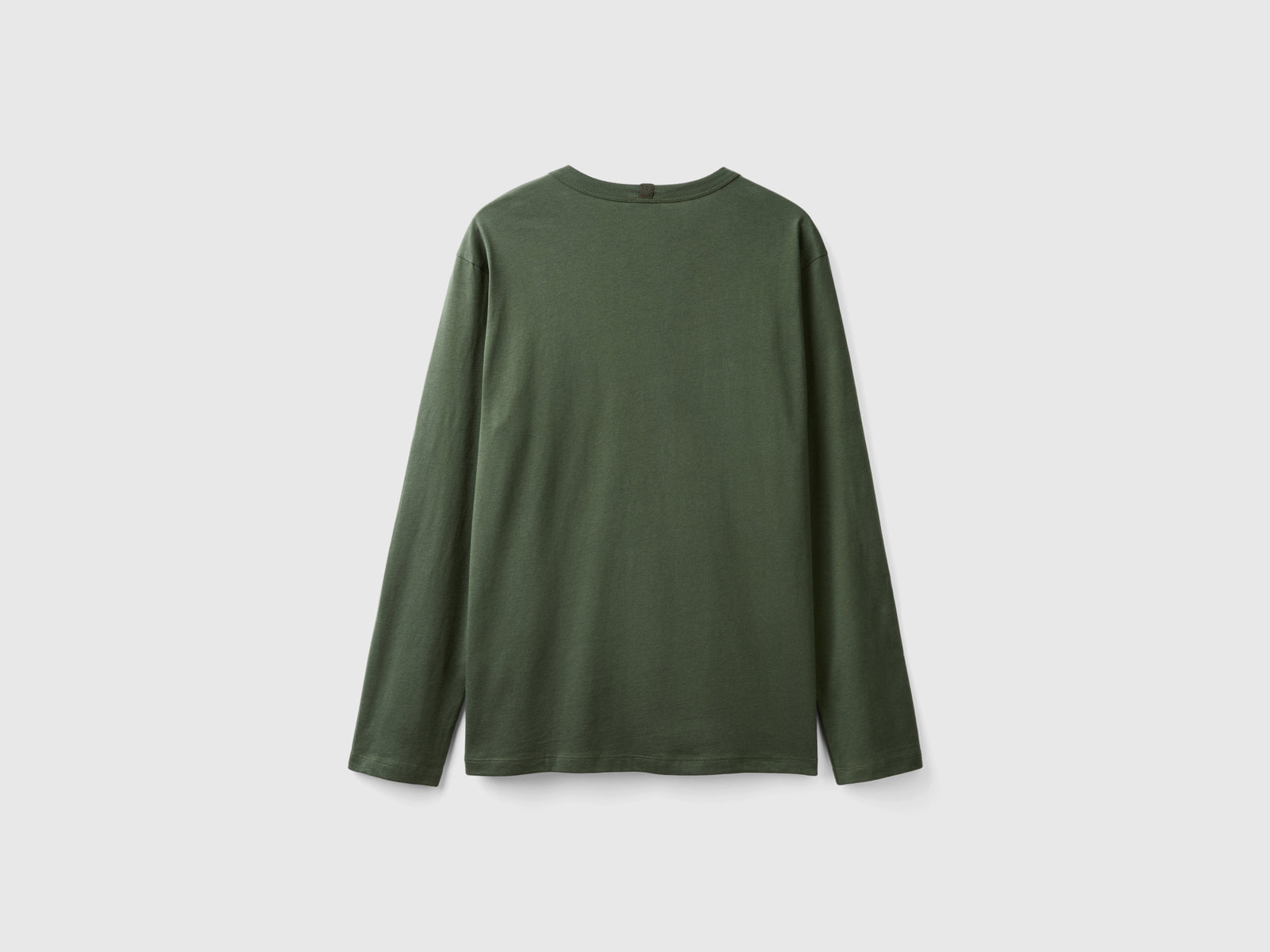 Maglia manica lunga 100% cotone da uomo verde militare 2 | Benetton Outlet