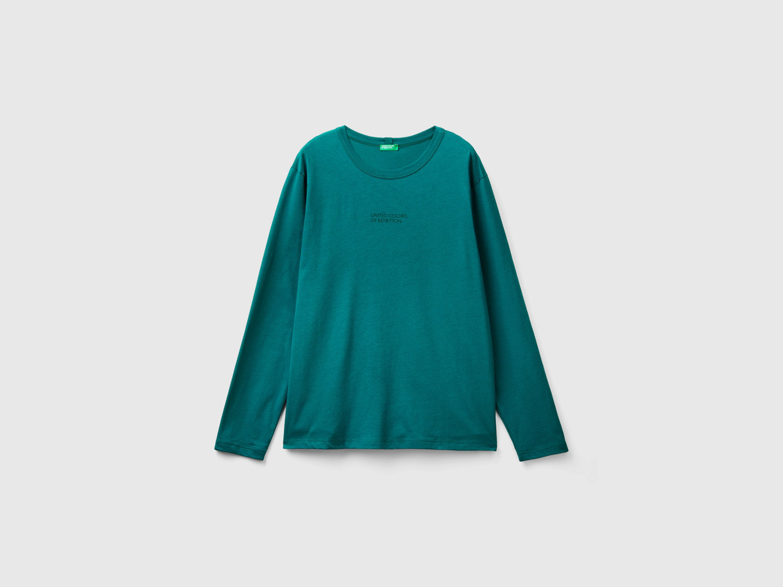 Camisa de manga larga 100% algodón da uomo verde ottanio | Benetton Outlet