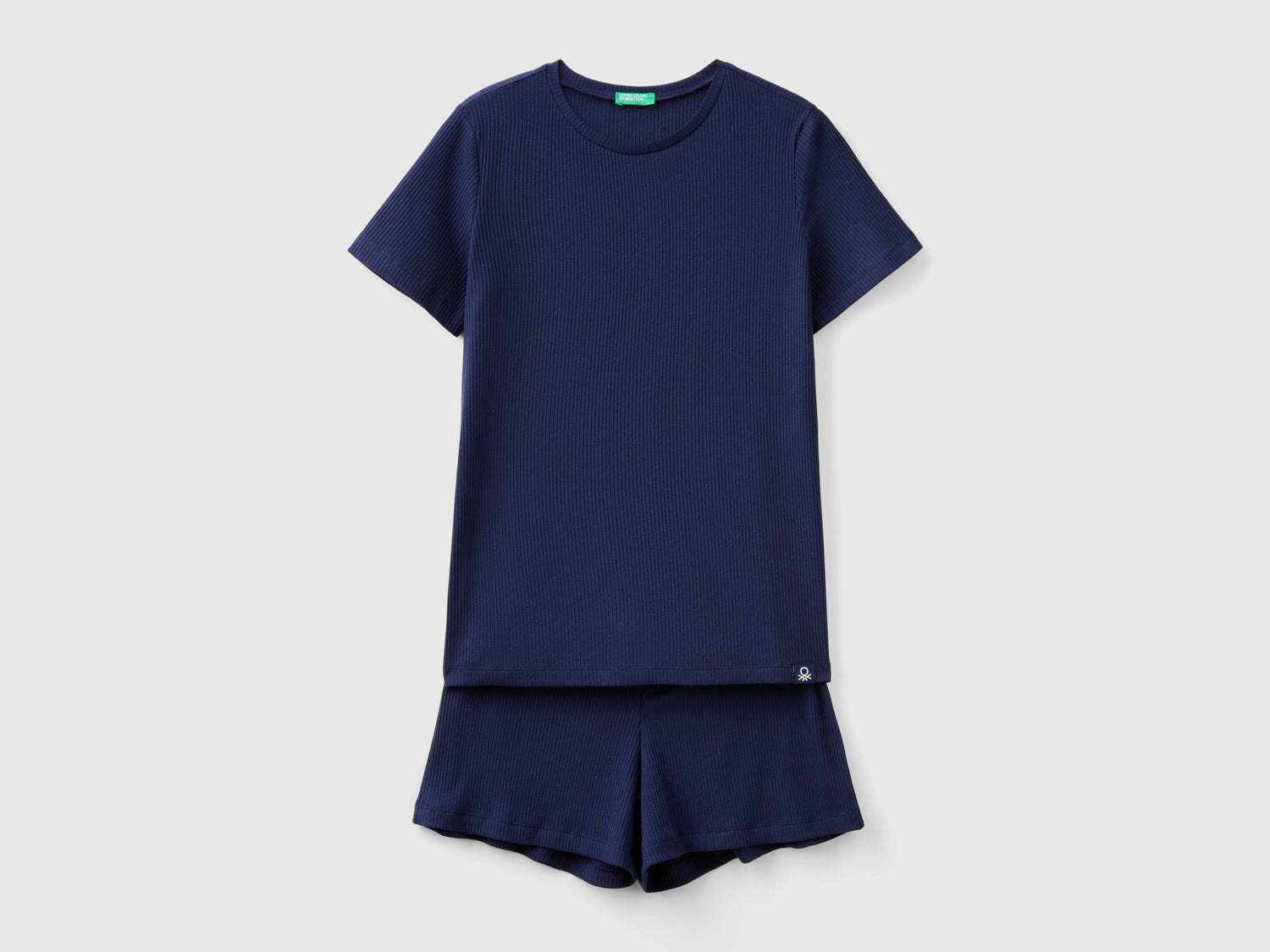 Pigiama corto in misto cotone stretch da donna blu scuro | Benetton Outlet