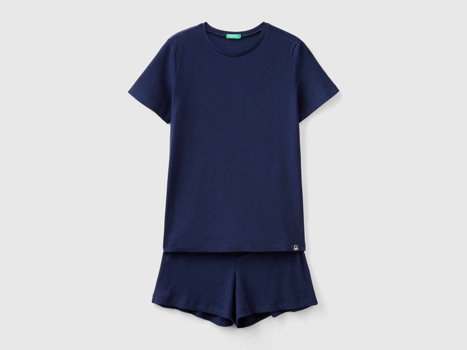 Pigiama corto in misto cotone stretch da donna blu scuro | Benetton Outlet
