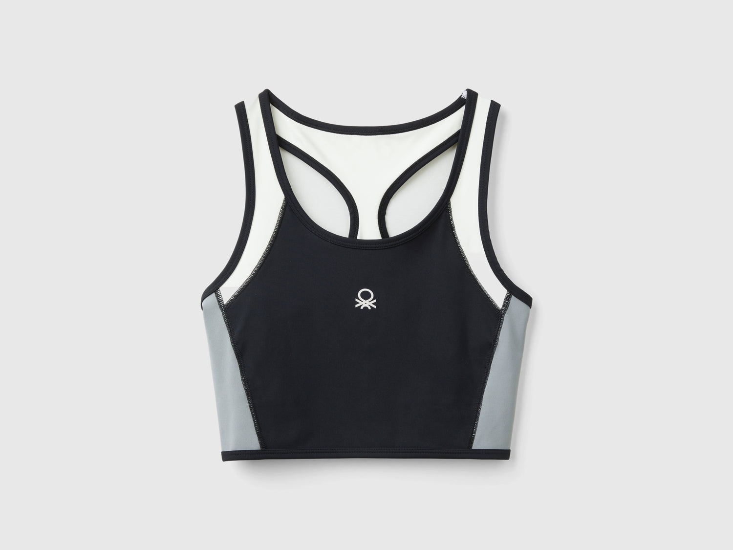 Top bra sportivo con tessuto riciclato da donna nero | Benetton Outlet