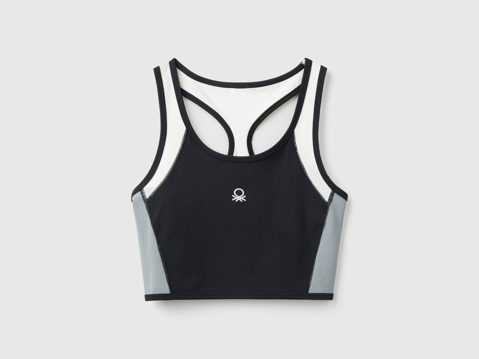 Top bra sportivo con tessuto riciclato da donna nero | Benetton Outlet