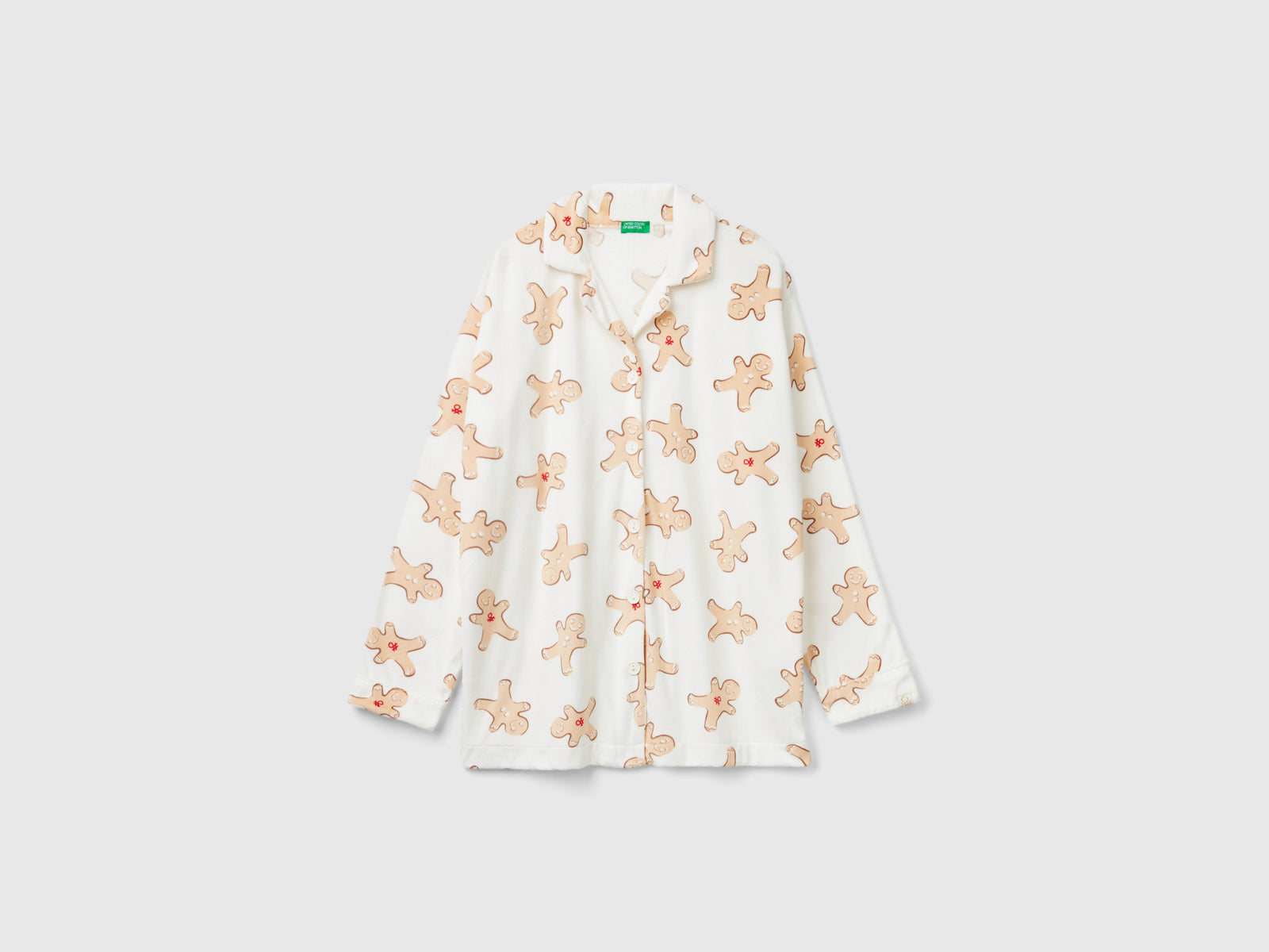 Chaqueta de pijama con estampado de galletas da donna bianco panna | Benetton Outlet
