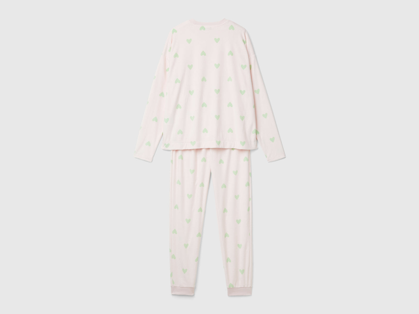 Pigiama in ciniglia con cuori da donna rosa tenue 2 | Benetton Outlet