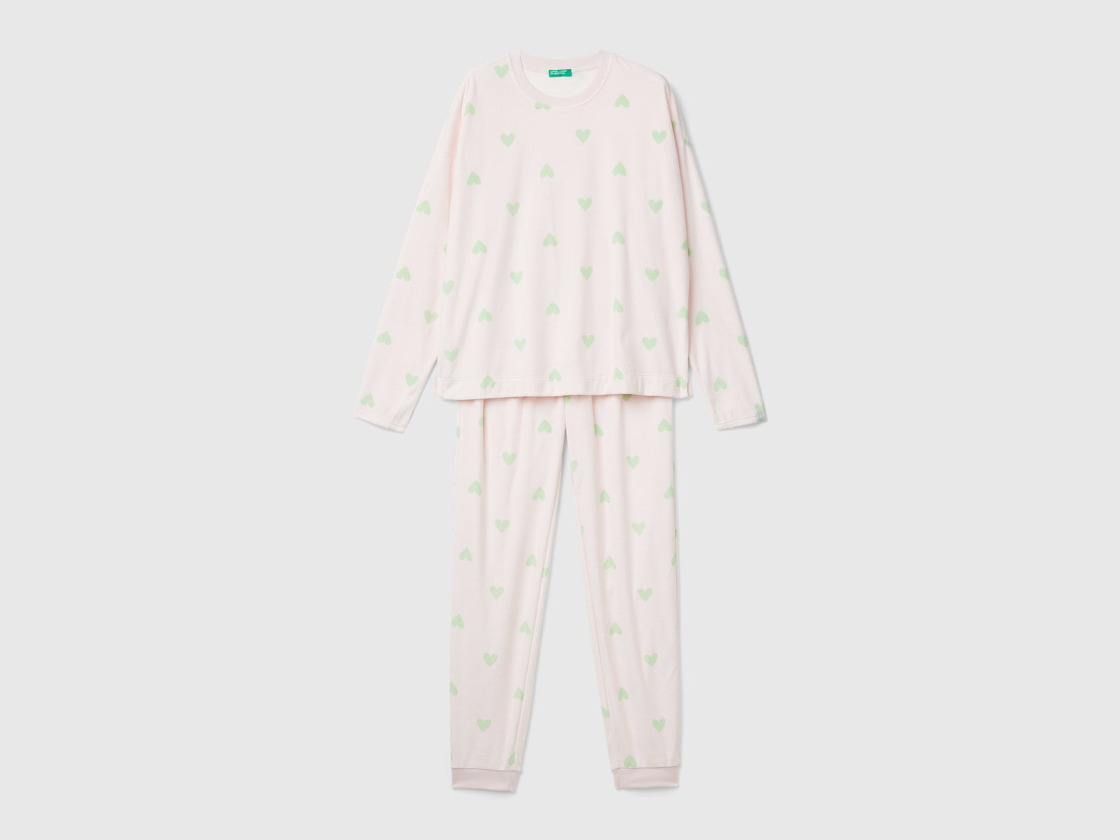 Pigiama in ciniglia con cuori da donna rosa tenue | Benetton Outlet