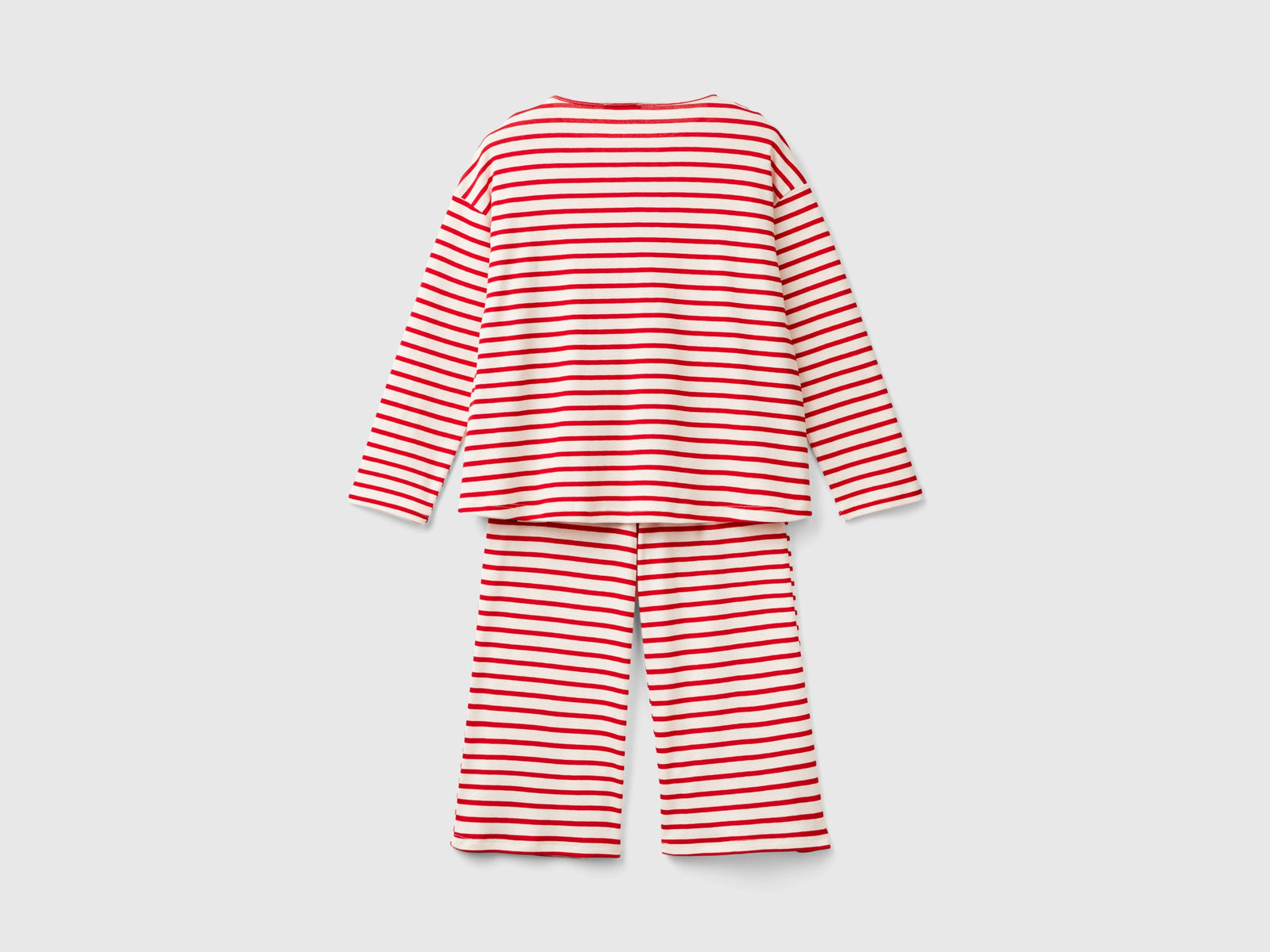 Pigiama ampio a righe in cotone bio da bambina rosso 2 | Benetton Outlet