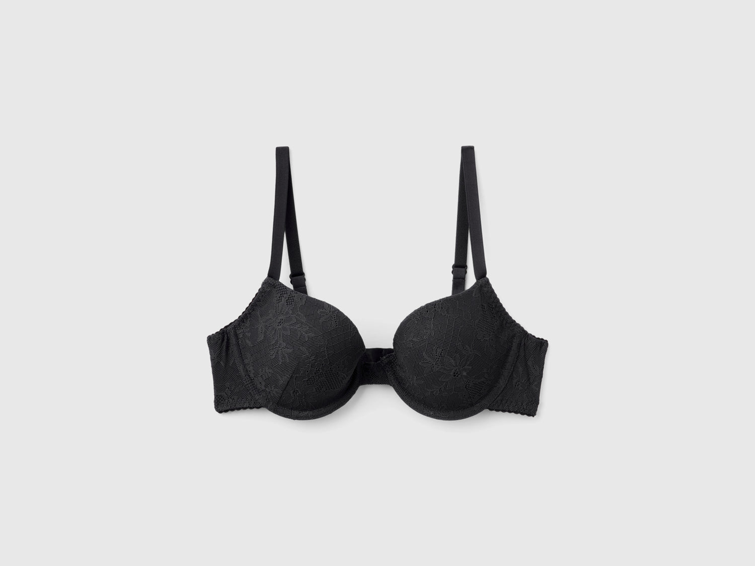 Reggiseno push up in pizzo stretch da donna nero | Benetton Outlet