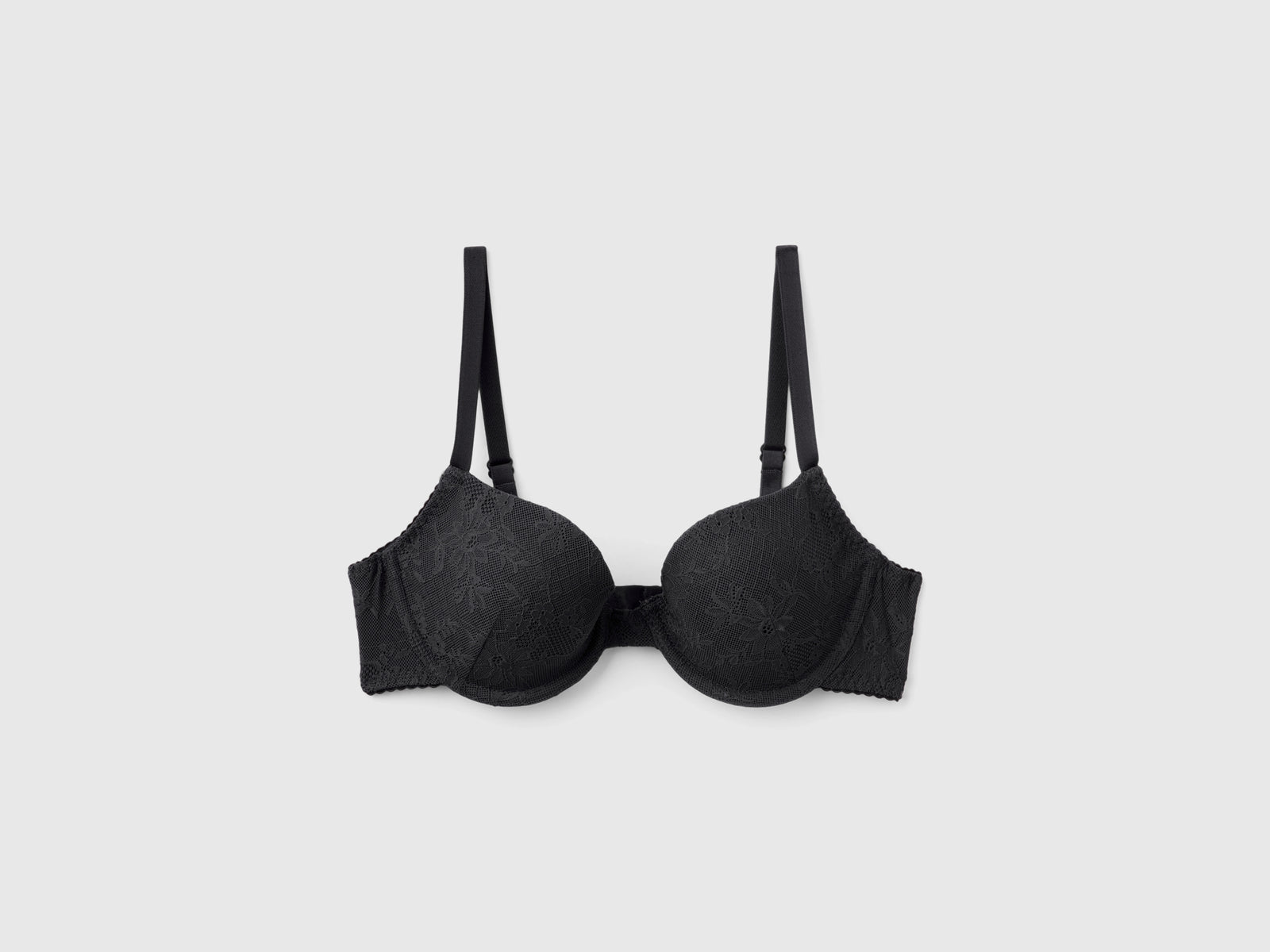 Reggiseno push up in pizzo stretch da donna nero | Benetton Outlet