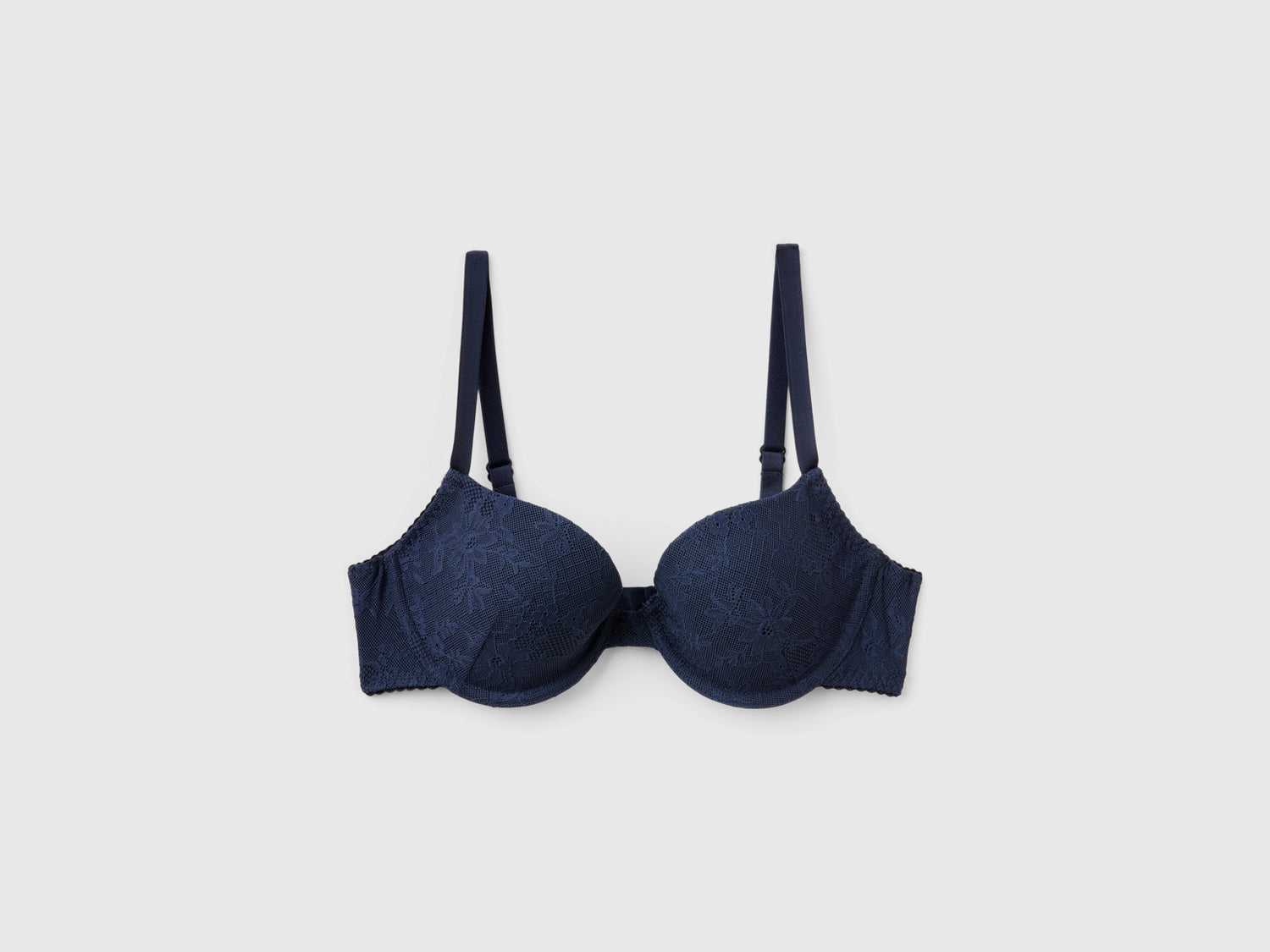 Reggiseno push up in pizzo stretch da donna blu scuro | Benetton Outlet