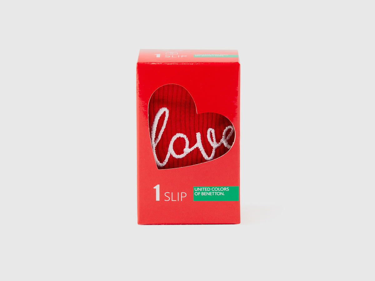 Braguitas navideñas rojas con letras bordadas