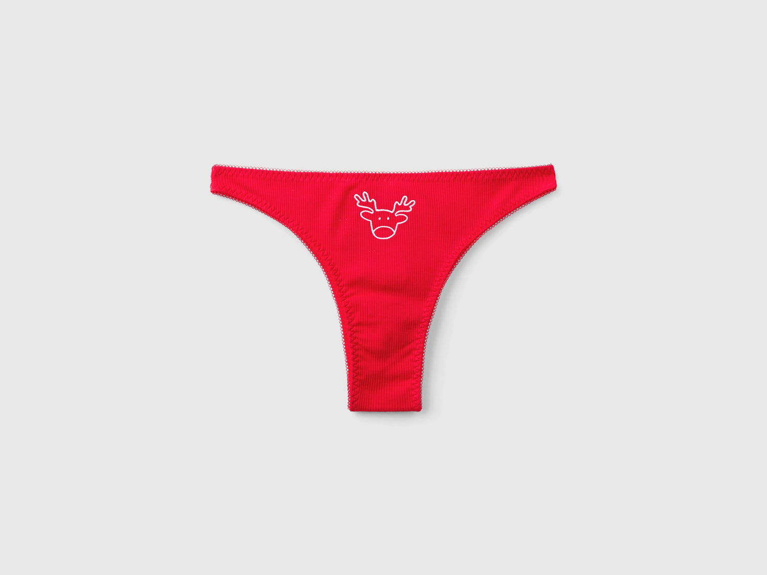 Braguitas navideñas rojas con bordado de renos da donna rosso | Benetton Outlet