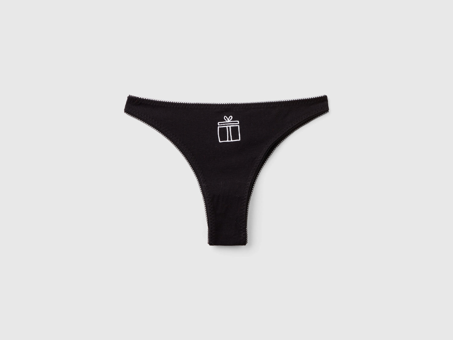 Christmas briefs with gift embroidery da donna nero | Benetton Outlet