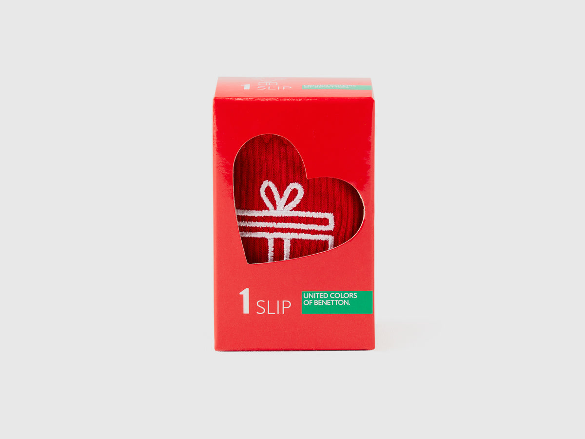Slip natalizi rossi con ricamo regalo