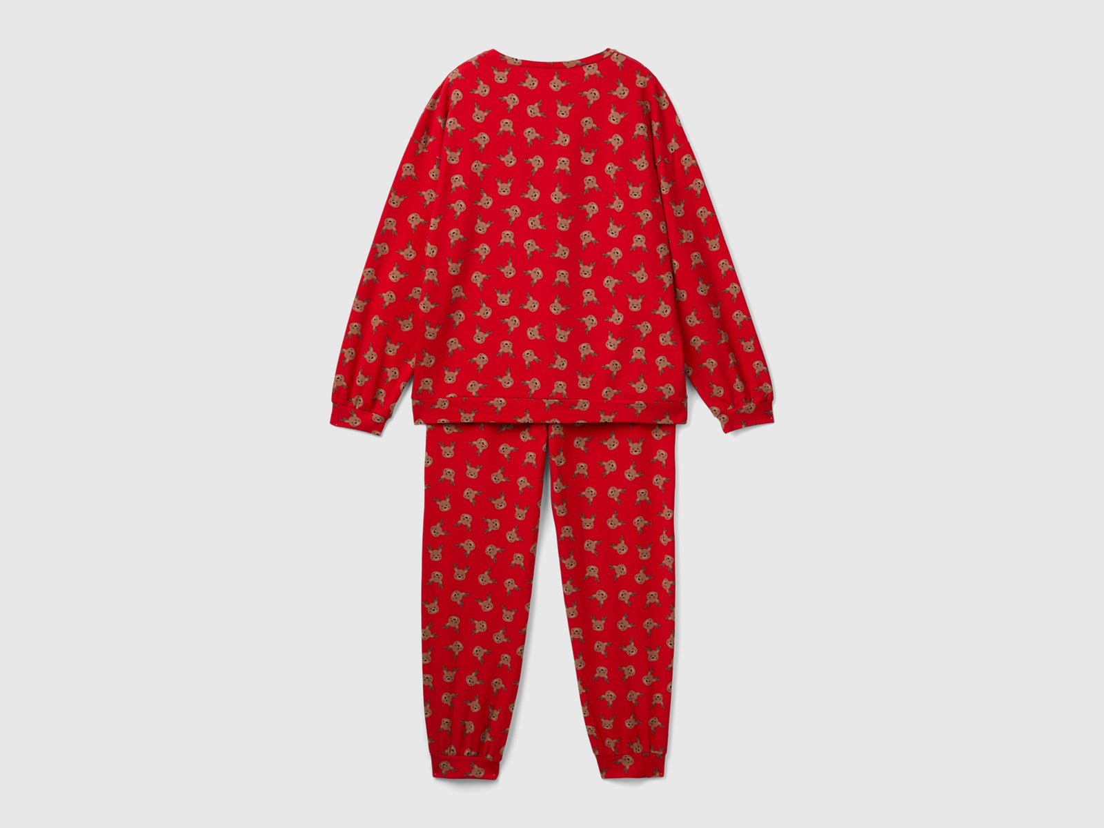 Caldo pigiama con stampa renne da donna rosso 2 | Benetton Outlet