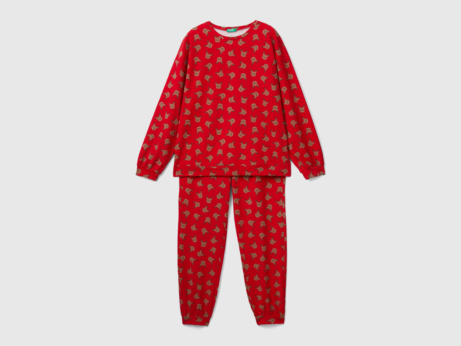 Caldo pigiama con stampa renne da donna rosso | Benetton Outlet