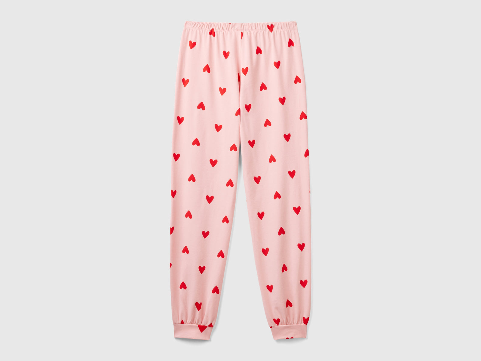 Pantaloni in caldo cotone con cuori da donna rosa 2 | Benetton Outlet