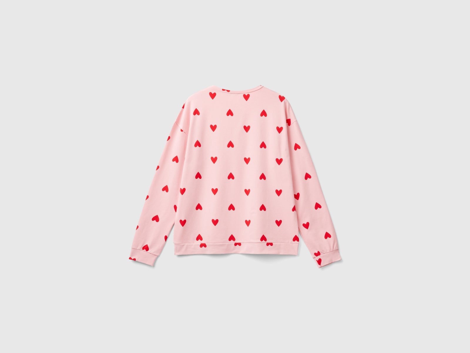 Camiseta cálida de algodón con corazones. da donna rosa 2 | Benetton Outlet