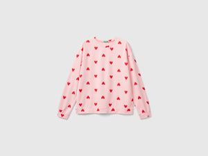 Camiseta cálida de algodón con corazones.