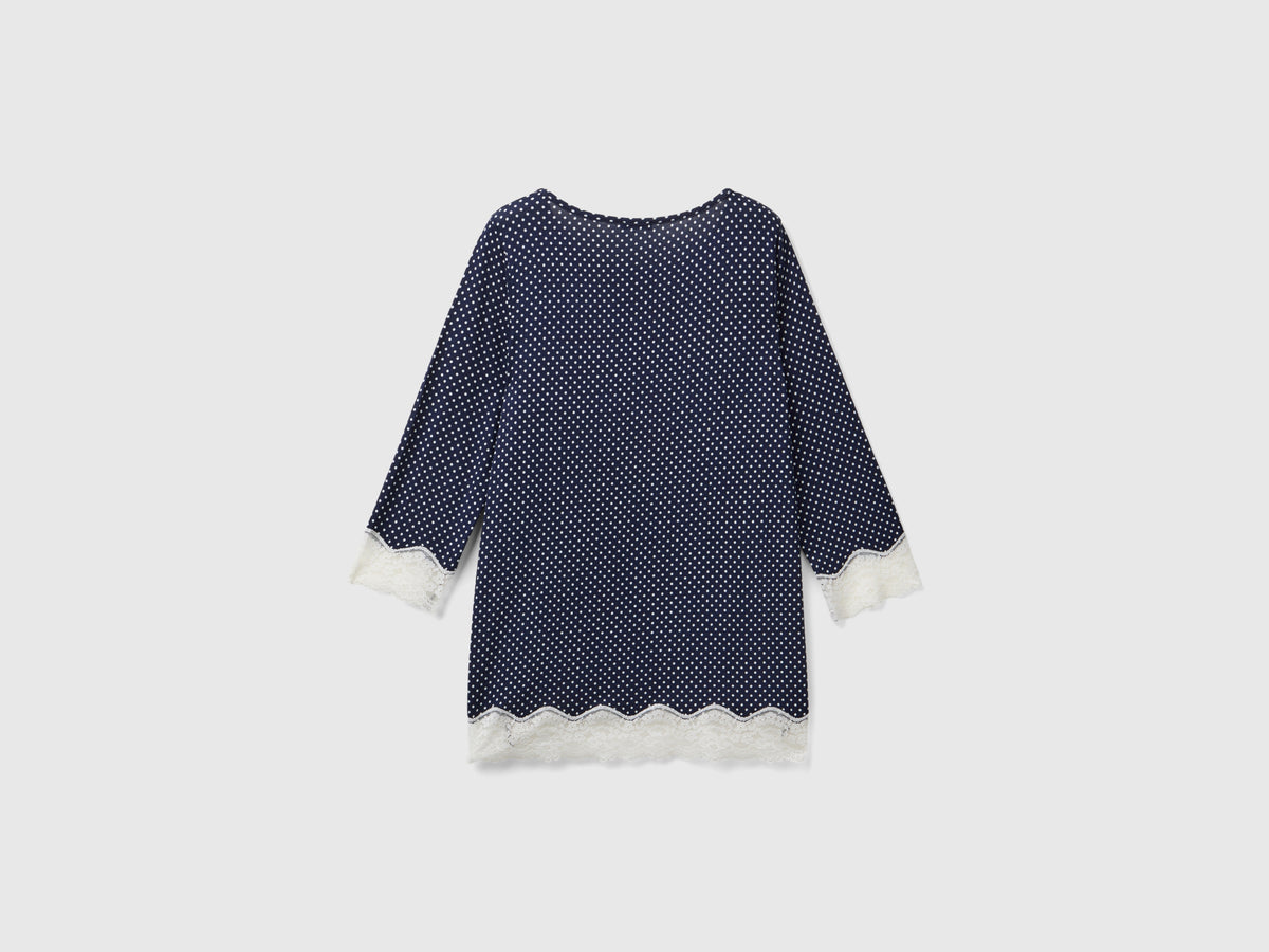 T-shirt a pois con dettagli in pizzo