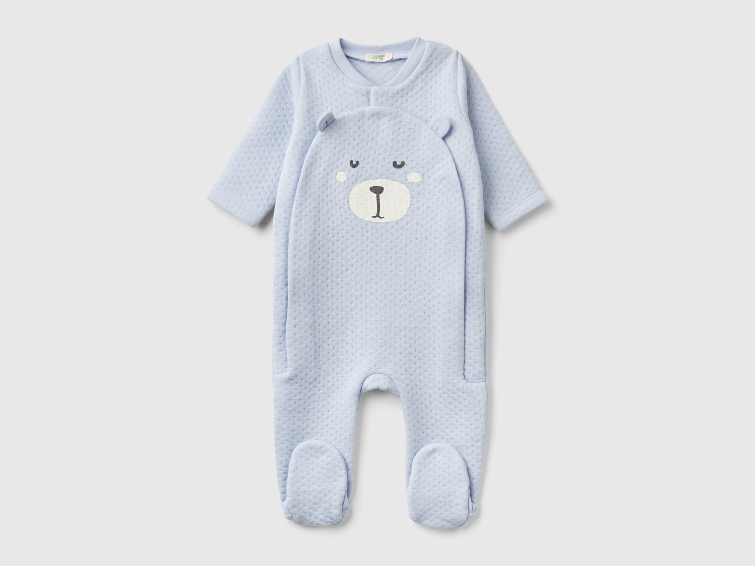 Teddy bear onesie with quilted effect da neonato celeste | Benetton Outlet