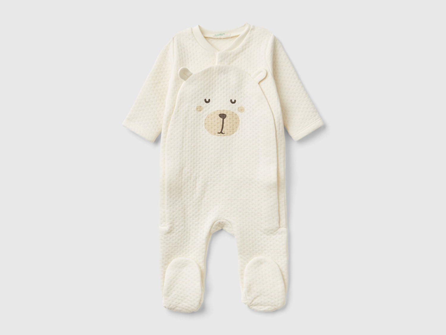 Teddy bear onesie with quilted effect da neonato bianco panna | Benetton Outlet