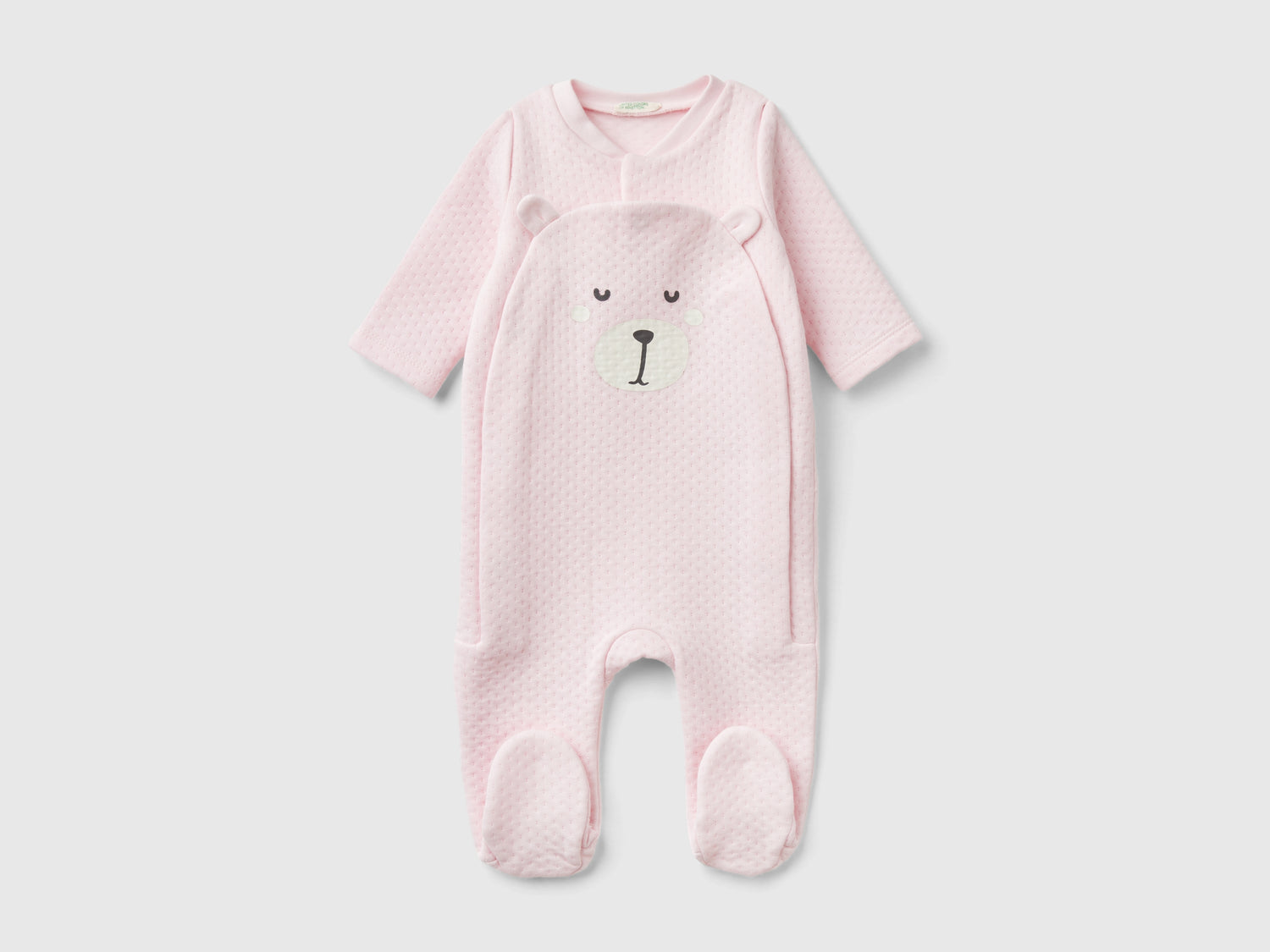 Teddy bear onesie with quilted effect da neonato rosa tenue | Benetton Outlet
