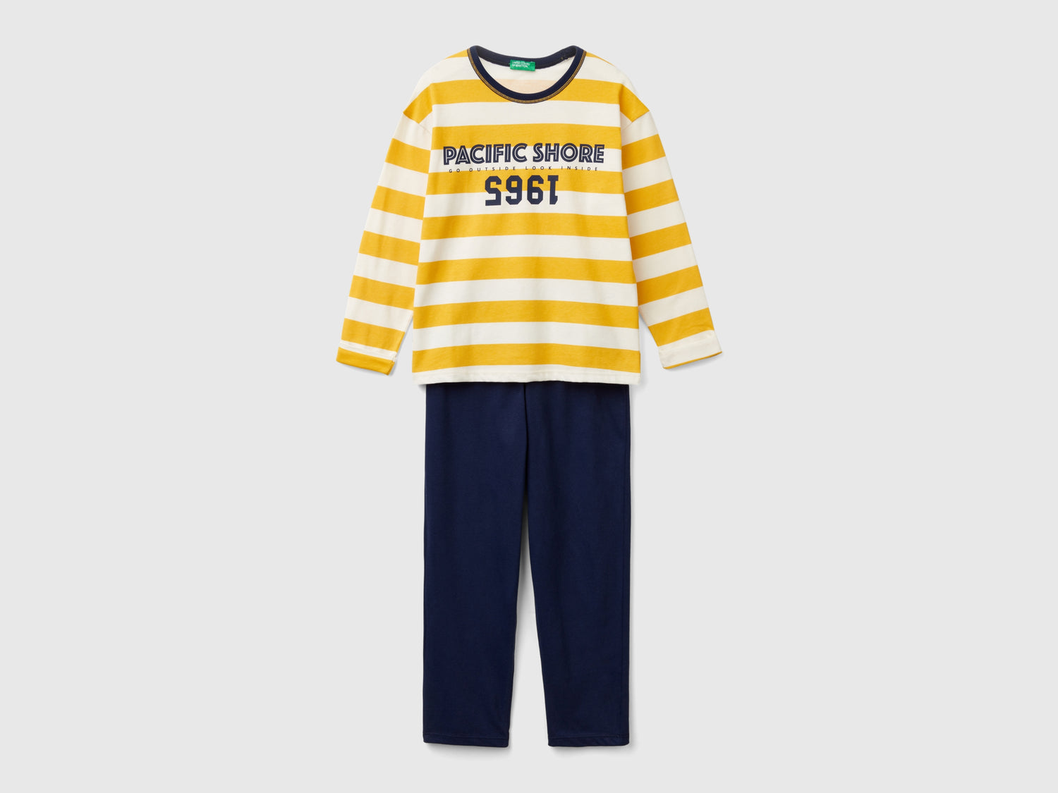 Pigiama con maglia a righe da bambino giallo | Benetton Outlet