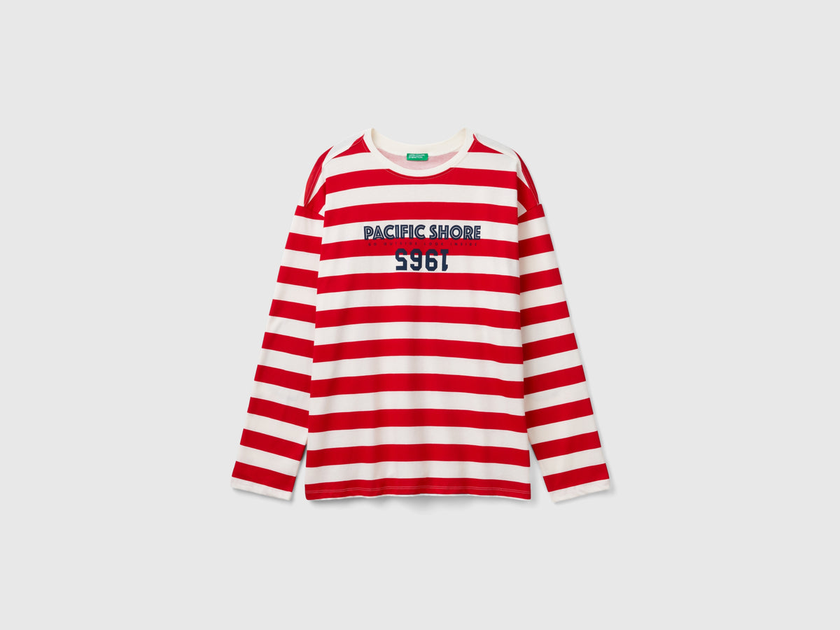 T-shirt a righe con stampa