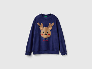 Suéter de polar con estampado de renos