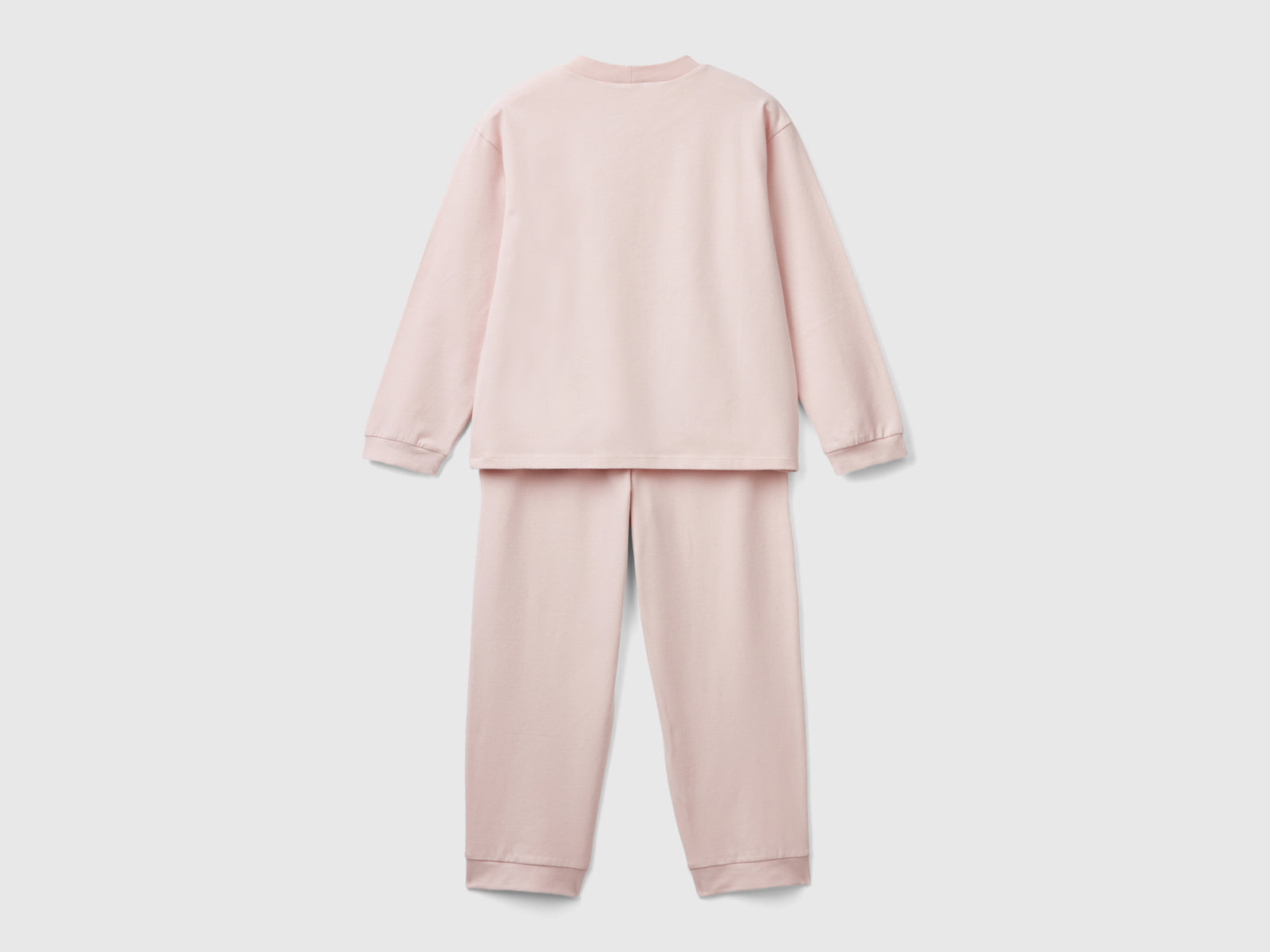 Pigiama in cotone stretch da bambino rosa tenue 2 | Benetton Outlet
