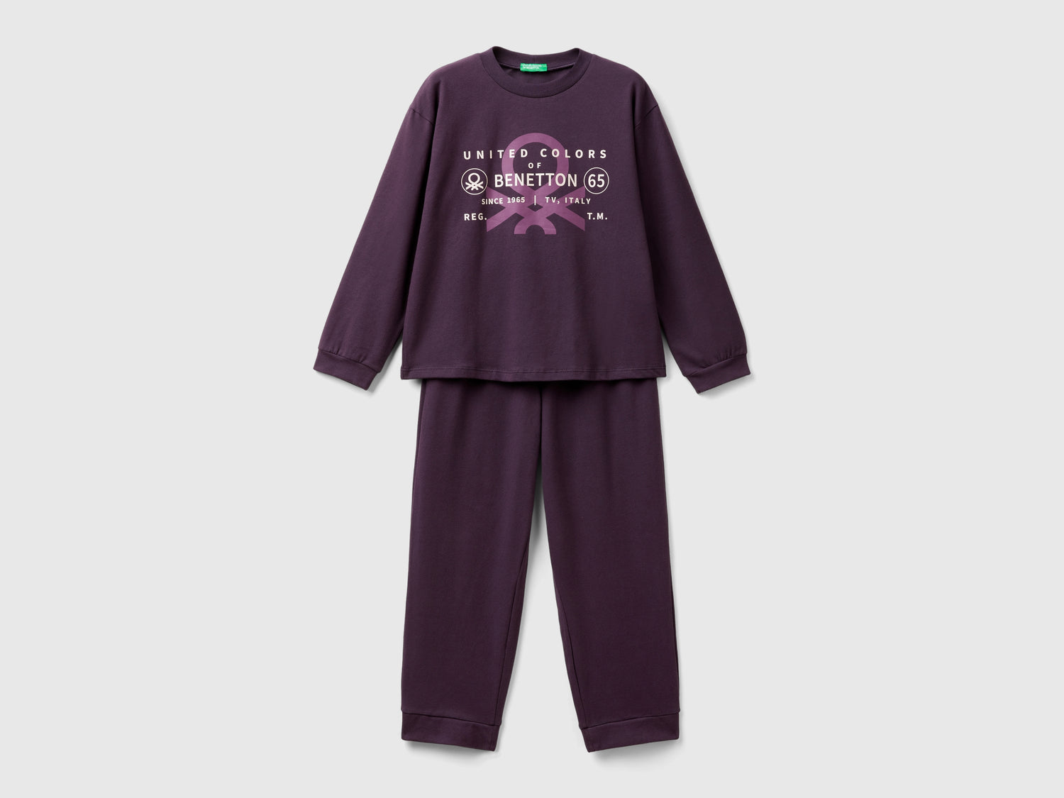 Pigiama in cotone stretch da bambino malva scuro | Benetton Outlet