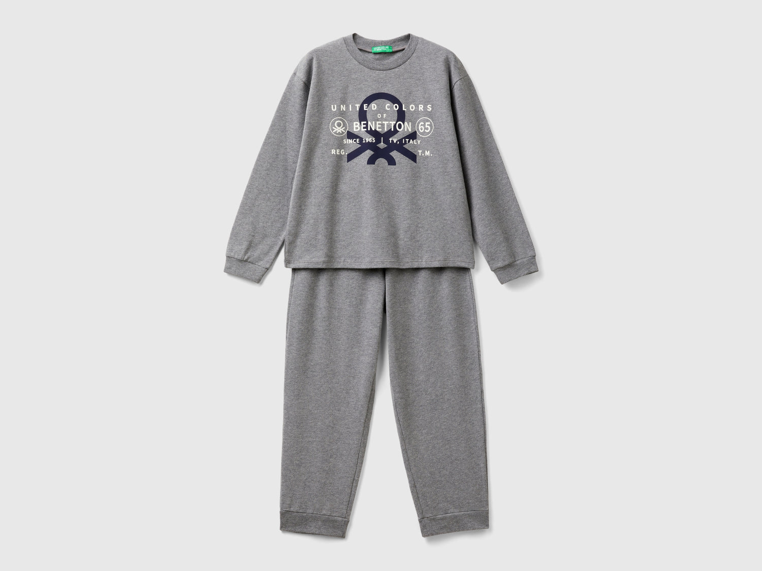Pigiama in cotone stretch da bambino grigio scuro | Benetton Outlet
