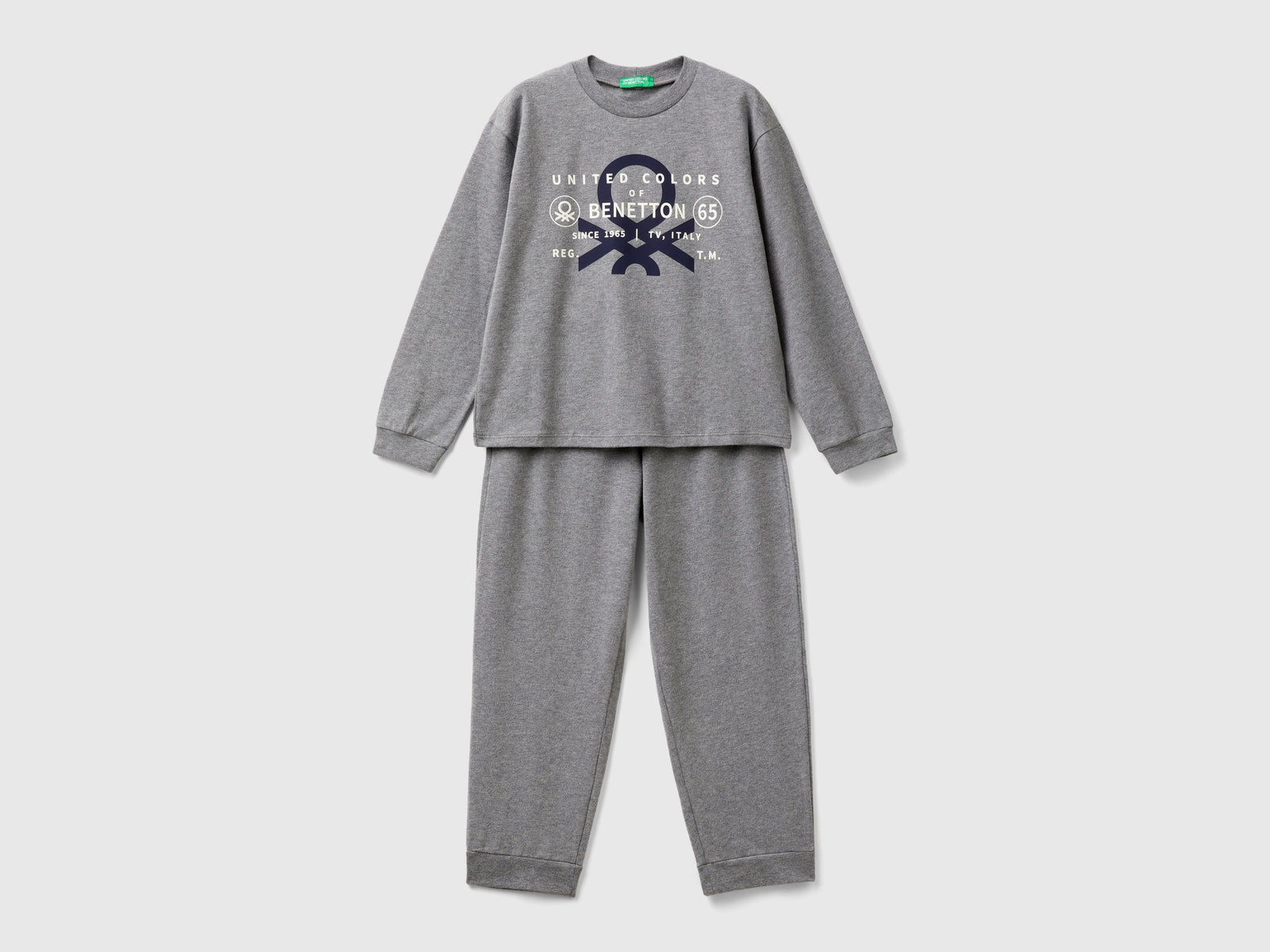 Pigiama in cotone stretch da bambino grigio scuro | Benetton Outlet