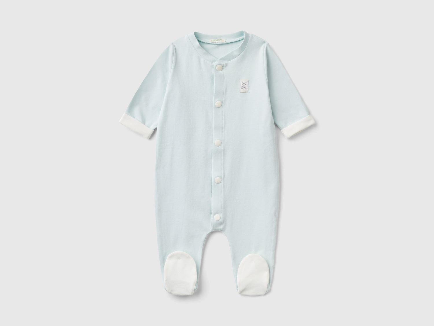 Long romper in warm stretch cotton da neonato verde acqua | Benetton Outlet