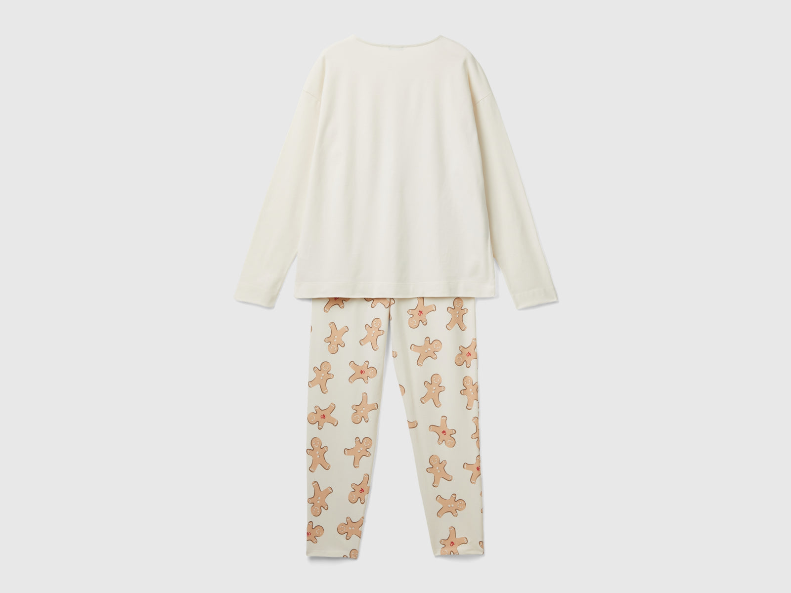 Caldo pigiama con stampa biscotto da donna bianco panna 2 | Benetton Outlet