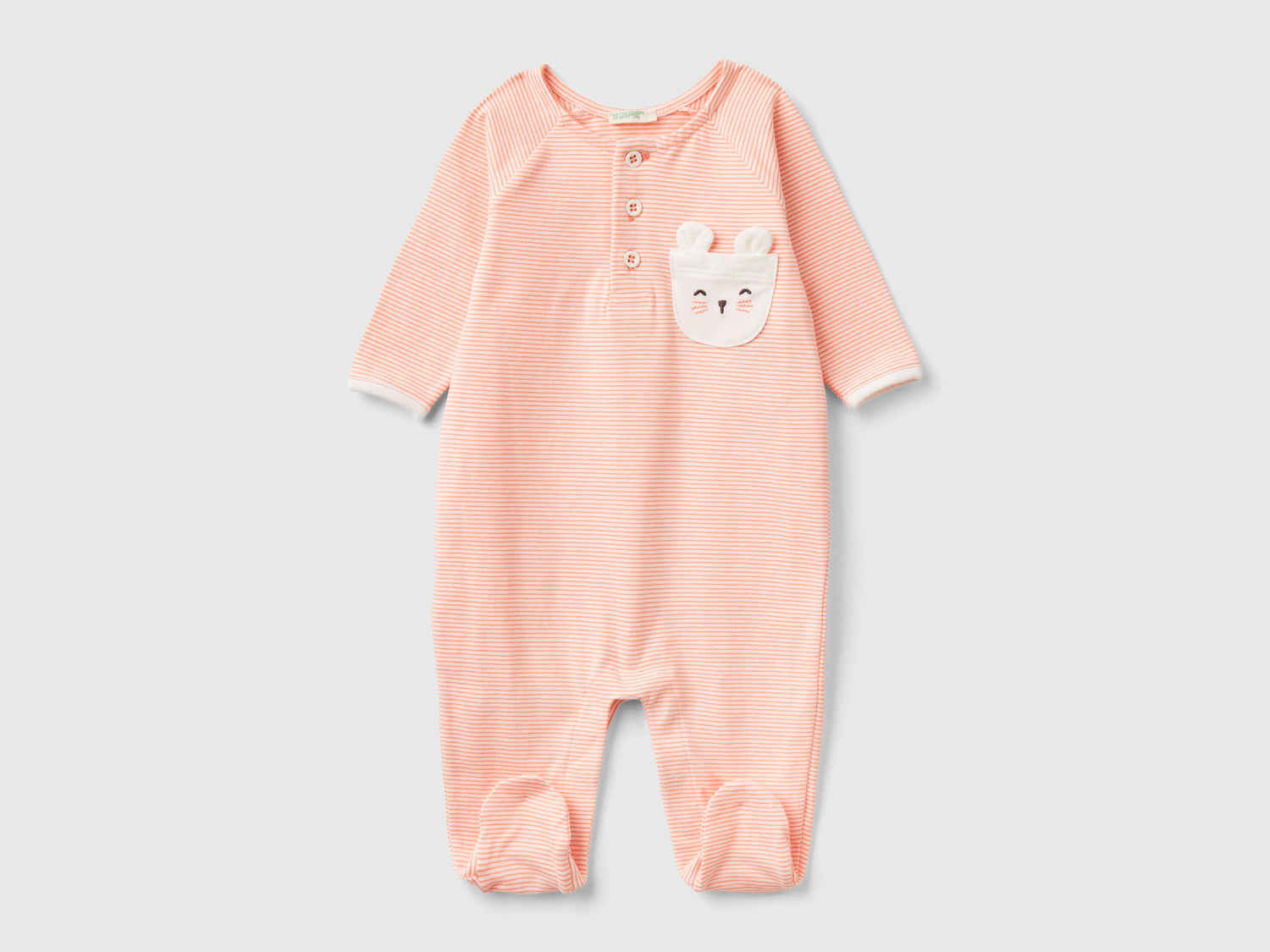 Striped romper with pocket da neonato rosa | Benetton Outlet