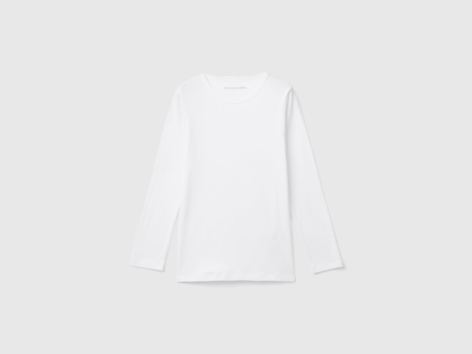 Maglietta manica lunga in caldo cotone da bambino bianco | Benetton Outlet