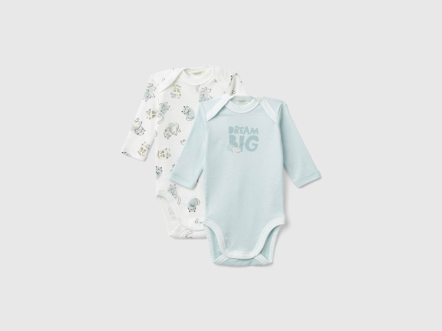 Two long-sleeved bodysuits in organic cotton da neonato multi-color | Benetton Outlet