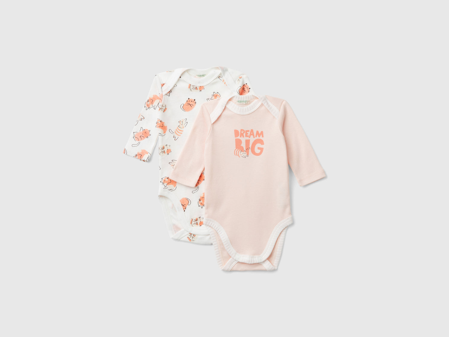 Two long-sleeved bodysuits in organic cotton da neonato multi-color | Benetton Outlet