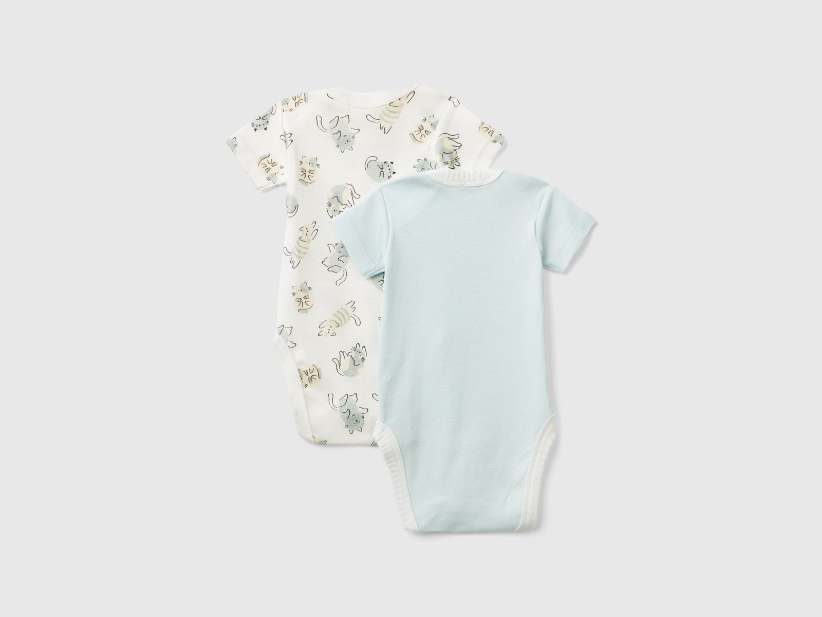 Due body manica corta in cotone bio da neonato multi-color 2 | Benetton Outlet