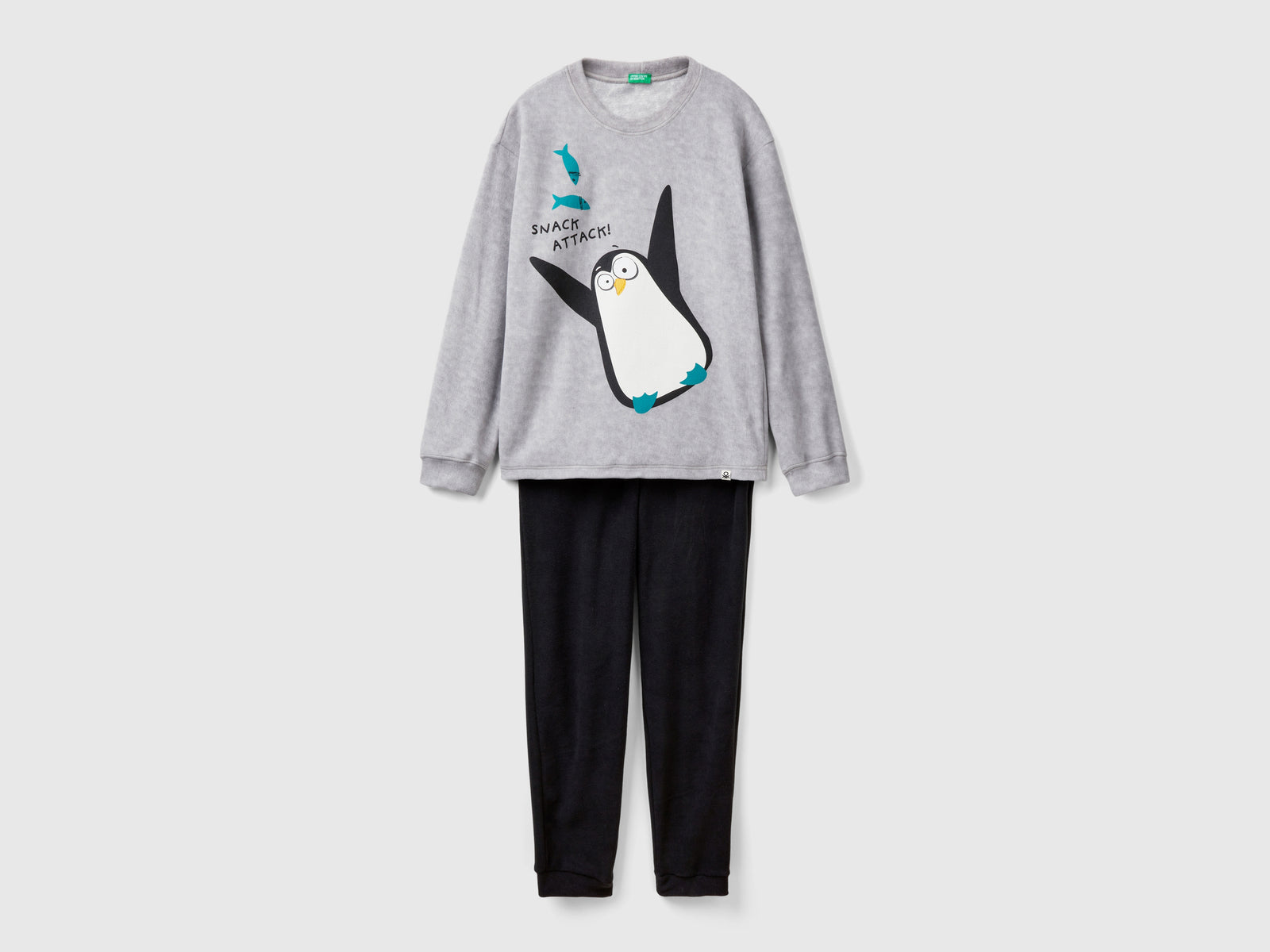 Pigiama in pile con stampa pinguino da uomo multi-color | Benetton Outlet