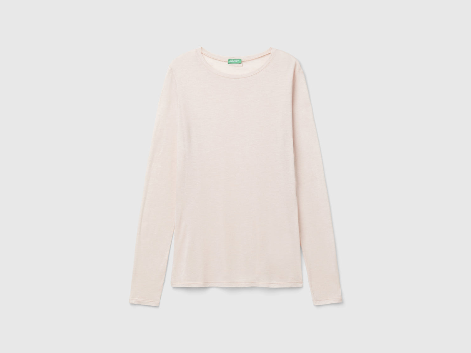 T-shirt in misto viscosa e lana da donna rosa tenue | Benetton Outlet
